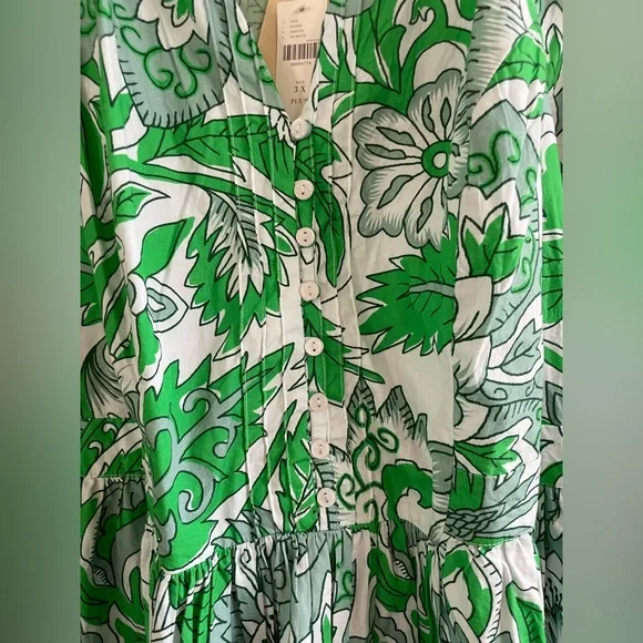 Anthropologie Green Floral Long Sleeve Dress - Picture 4 of 7